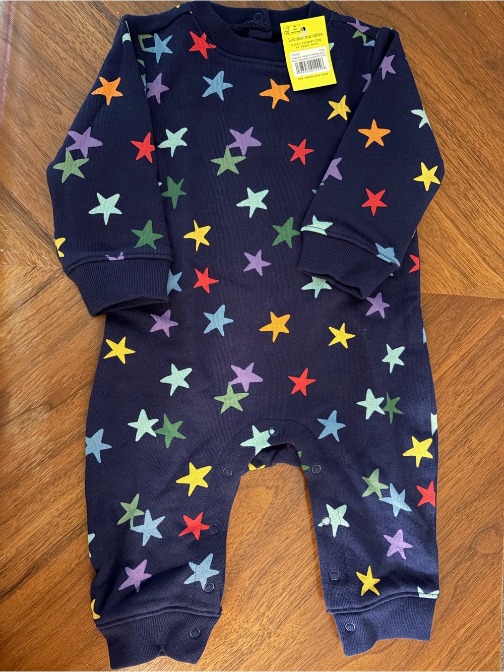 NWT Primary Baby Romper with Colorful Stars - Navy